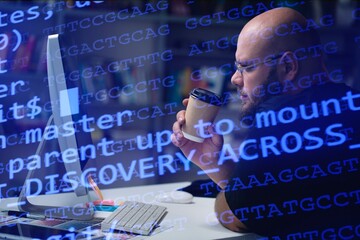 business man coding of software development programming script
