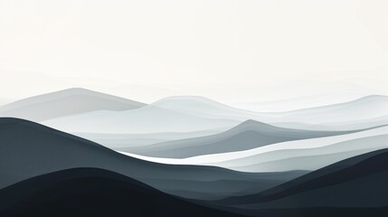 Wall Mural - An abstract image of black and white mountain contrast with white sky. Minimalistic picture of the ocean and the sea with black and white or monochrome filter at bright sea wave or seascape. AIG42.
