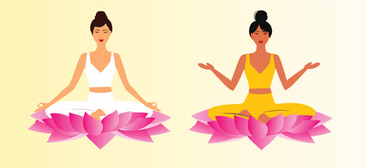 Wall Mural - woman meditation,  yoga meditation vector