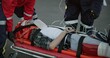 © CineLens/peopleimages.com - Healthcare, paramedic and help patient in road on scene for emergency, rescue and support. Emt team, people and stretcher for injured person on accident for medical service, care and first aid