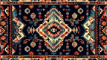 Wall Mural - Ethnic Rug Seamless Pattern for Designing Fashion Textiles and Home Decor