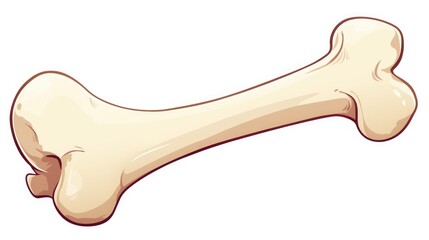 Wall Mural - 2d illustration of a cartoon bone icon showcasing a canine bone on a white isolated background emphasizing the concept of a human bone sign