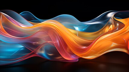 Wall Mural - **Transparent glass waves, dynamic vibrant luminous colorful digital abstract- Image #1 @BAN ME?