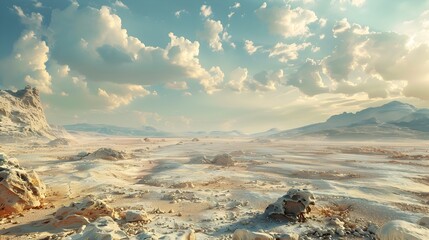 Surreal Desert Expedition Through 3D Landscape