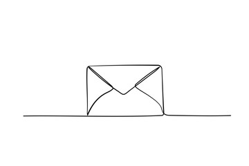 Continuous line drawing of letter. Mail icon. Vector one line illustration envelope