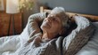 © Denisa - Caucasian old woman waking up in the morning