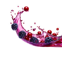 Wall Mural - a smooth drop splash of purple thick fruit juice with less droplets on an isolated white background