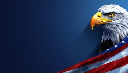 Independence day poster with american flag, majestic eagle, and ample copy space for your text