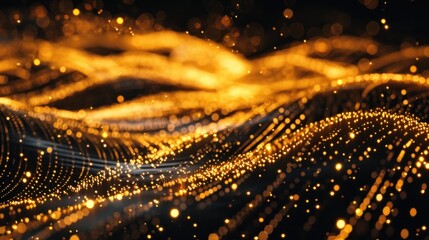 Wall Mural - Golden wave of glittering particles