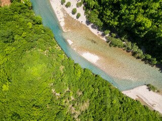 Wall Mural - Aerial View of Shala River in the North of Albania