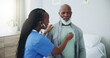© peopleimages.com - Senior, man and nurse with listening on stethoscope for heartbeat assessment or cardiovascular health on bed. Elderly patient, doctor and cardiology in hospital for lung disease or chest infection