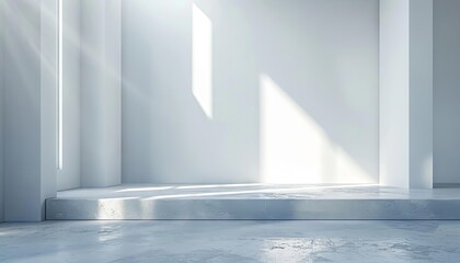 Poster - A large, empty room with a white wall and a white floor