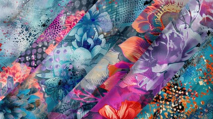 Sticker - Digital printing options for textile patterns including abstract designs flowers shapes and ikat motifs