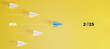 © Smile Studio AP - blue plane is heading to 2025 target. business creativity new idea discovery innovation technology. new year idea concept.