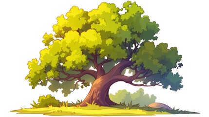 Wall Mural - Cartoon tree standing alone on a white background