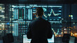 © William - Businessman Analyzing Stock Market Trends on a Sleek Digital Interface in a Modern Office Setting