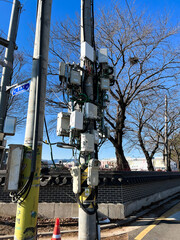 tons of electric boxes in korean city