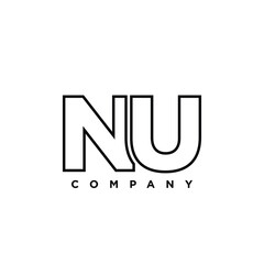 Wall Mural - Letter N and U, NU logo design template. Minimal monogram initial based logotype.
