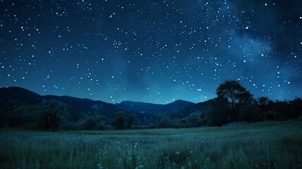 Wall Mural - starry night sky in the countryside
