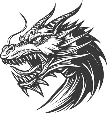 Dragon Face Illustration Vector.