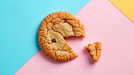 Wall Mural - cookie with a bite isolated on colorful background