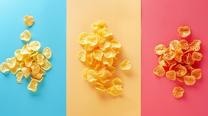 Cornflakes isolated on colorful background