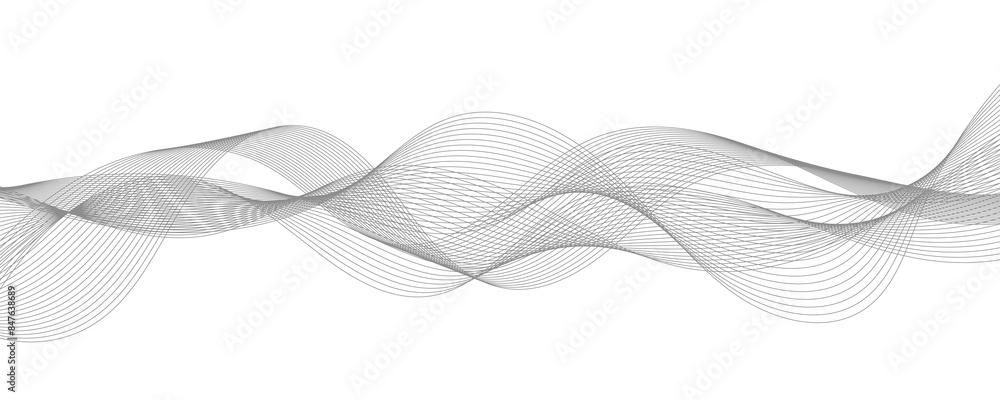 Abstract vector modern background with grey wavy lines and particles ...