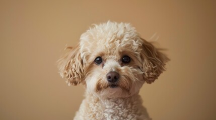 Canvas Print - Adorable Maltipoo Canine against a Neutral Beige backdrop Charming Companion