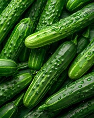 Wall Mural - Seamless tileable texture pattern of ripe green cucumbers, ideal for backgrounds