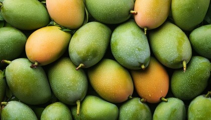Fresh Mango as background, top view 