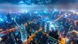 © tanibond - Night city top view. Illustration generated by ai
