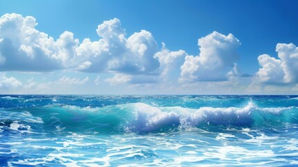 Wall Mural - Sea ocean wave nature background illustration generated by ai