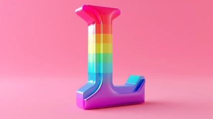 Wall Mural - Rainbow Alphabet L letters on pink background