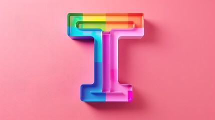 Wall Mural - Rainbow Alphabet T letters on pink background