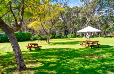 Sticker - A beautiful park with benches in Western Australia