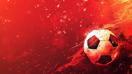 Soccer football banner background with ball. Illustration generated by ai.