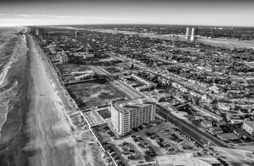 Sticker - Daytona, Florida - Panoramic aerial view of the beautiful Daytona Beach
