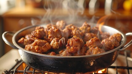 Wall Mural - Crispy Southern Delicacy - Steaming Basket of Seasoned Fried Chicken Gizzards
