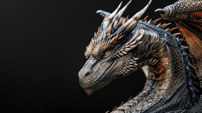 A 3D render of a dragon's head.