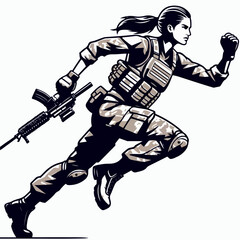 Wall Mural - Soldier running vector illustration.