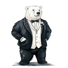 Wall Mural - Polar bear formal wear fashion