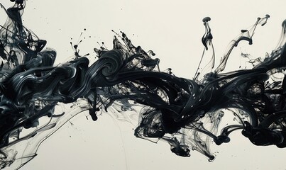 Wall Mural - Black ink on white background