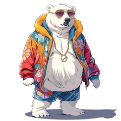 Wall Mural - Polar bear Japanese Street Fashion