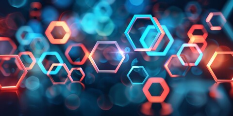 Wall Mural - Abstract background with glowing hexagons
