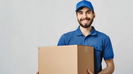 Wall Mural - Smiling Delivery Man Holding a Package