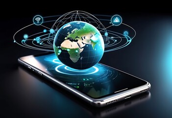 mobile global internet communications world wide web on phone via wireless satellite network technol