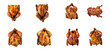 © Sim - Collection rotisserie chicken top view full length on transparency background PNG