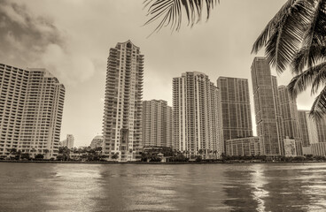 Wall Mural - Downtown Miami skyscrapers from Miami Riverwalk at sunset