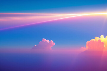 Wall Mural - Breathtaking sunrise paints the sky and clouds in vibrant colors, casting a warm glow over the calm ocean