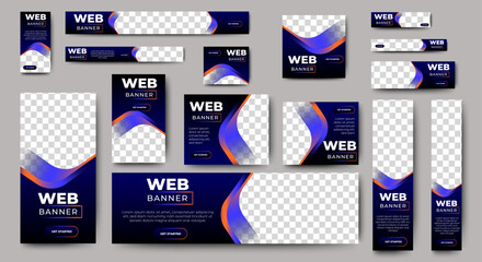 Wall Mural - web advertising banner template design. modern web layout set with standard size. vector
